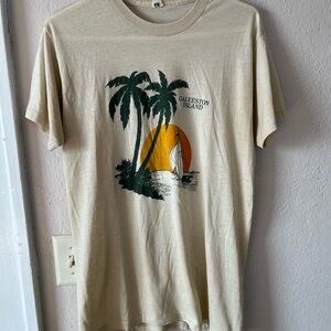 Vintage 70/80s Galveston Island Short-Sleeve Graphic Tee in Cream